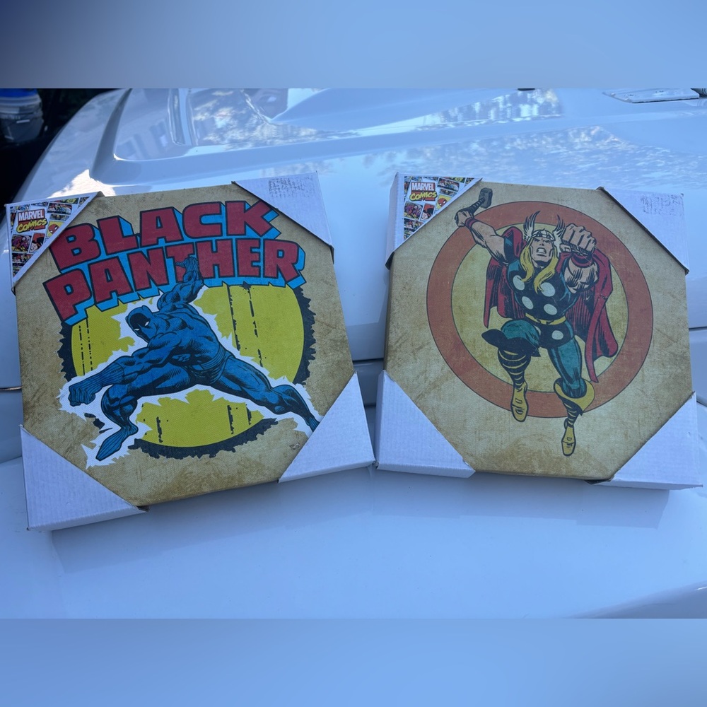 Marvel Black Panther and Thor Wall Art - Blue, Yellow, Red